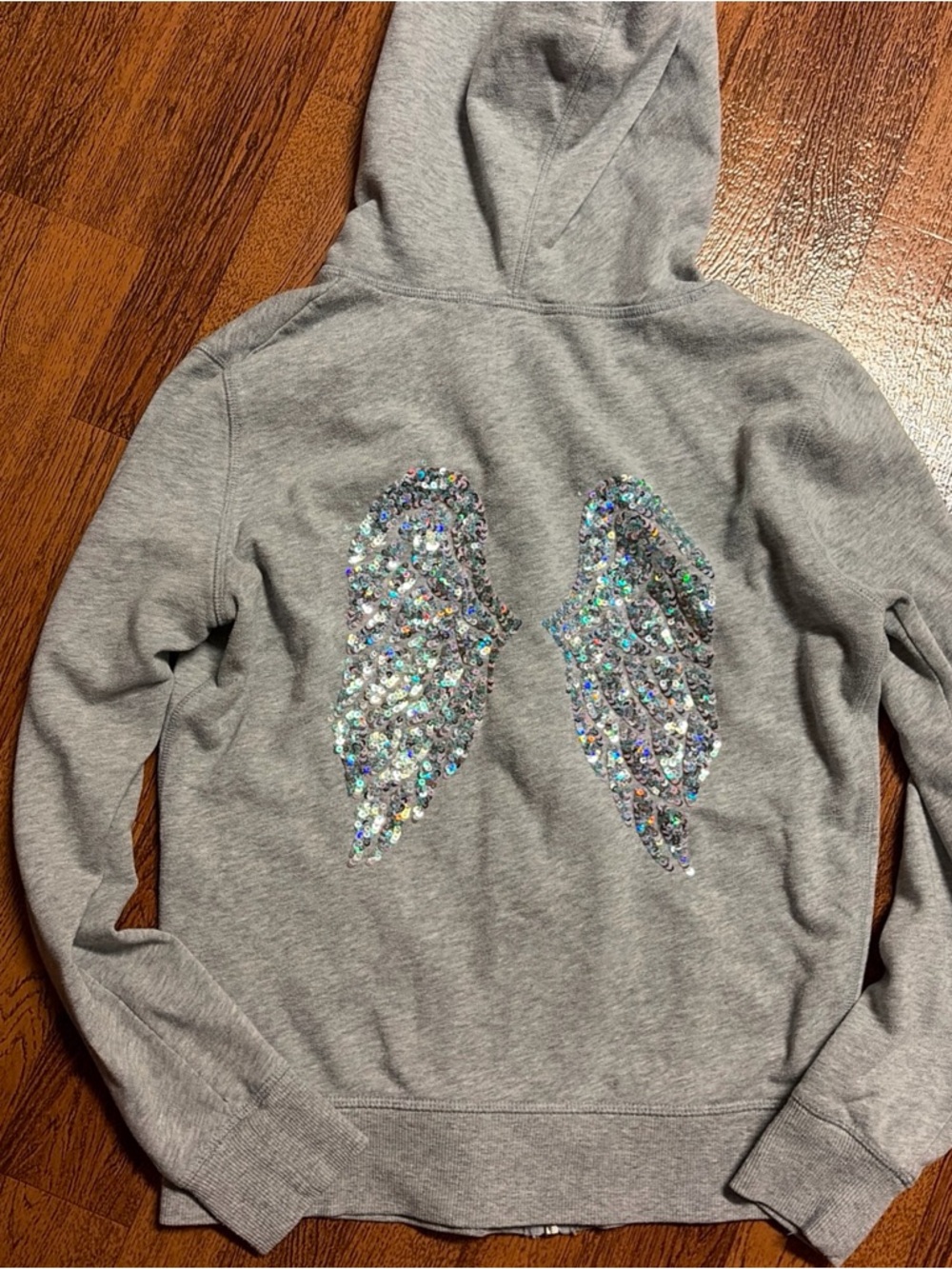 Victoria’s Secret Gray Hoodie with Sequin Angel Wings